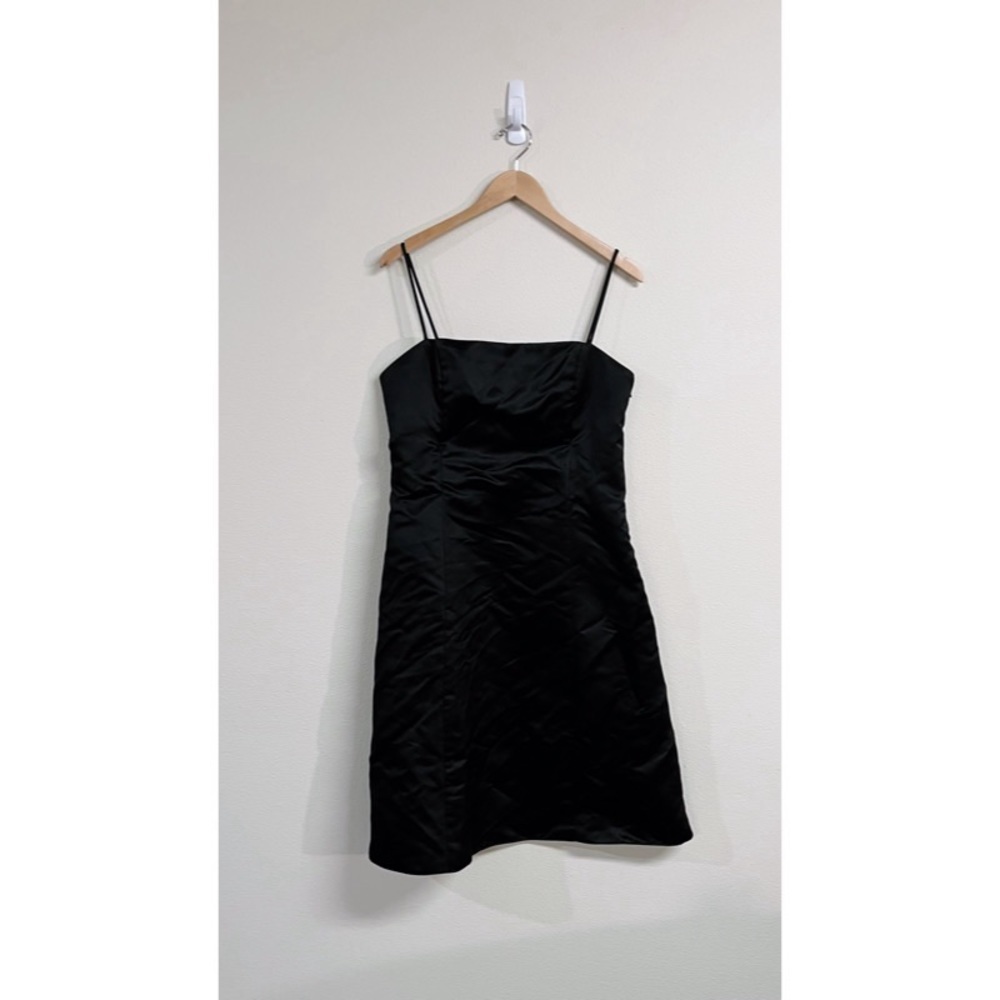 Scott Mcclintock Black Satin Lace Up Mini Dress 14